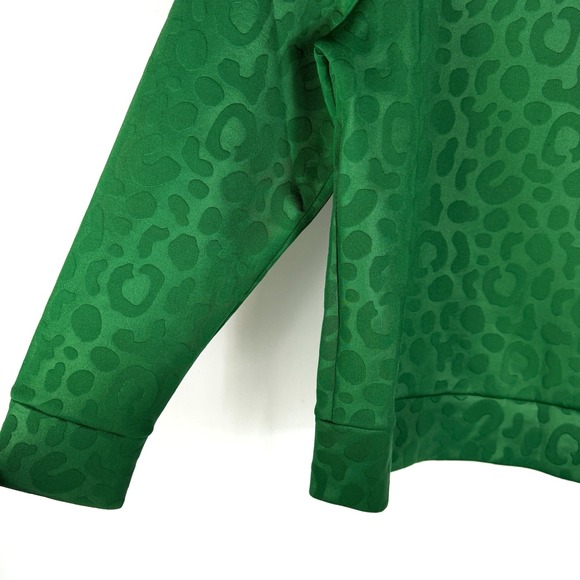 Emily McCarthy Evergreen Cheeta Scuba Shorts Set Green Mock Neck Womens Sz XS - Picture 5 of 13